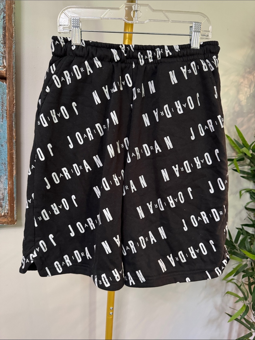 Jordan Black All-Over Logo Athletic Shorts XL 13-15 yrs